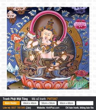 Vajrasattva PMT5M7, bức tranh thờ Kim Cang Tát Đỏa trang nghiêm