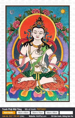 Vajrasattva PMT5M31, nét vẽ Thangka sắc màu rực rỡ