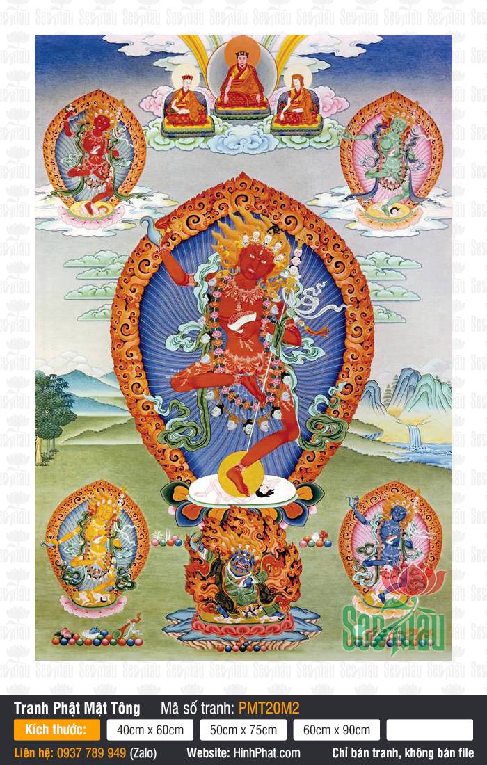 Vajravarahi PMT20M2 Vajravarahi PMT20M2 phác họa Kim Cương Hợi Mẫu sắc thân đỏ rực uy nghiêm trong vũ điệu Dakini