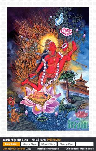 Kim Cương Du Già Thánh Nữ PMT25M10, bức ảnh Vajrayogini sắc đỏ rực rỡ